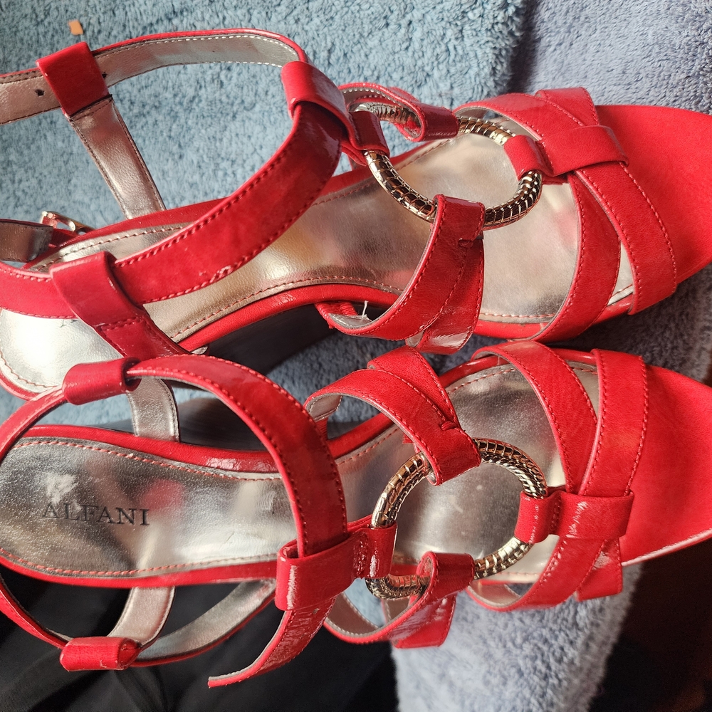Alfani Wedge Red Strappy Sandals